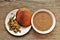 Top View of Pinto Beans and Cornbread with Okra