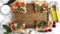 Top view of pizza slices disappear. Stop motion