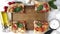 Top view of pizza slices disappear. Stop motion