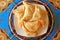 Top View of a Plate of Chilean Empanadas or Savory Stuffed Pastries, Easter Island, Chile, South America