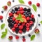 Top view of plate of fresh berries.