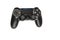 Top view of PlayStation Dualshock 4 black wireless video game controller isolated on white background