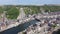 Top view of Pont Charles de Gaulle bridge over Meuse river in Dinant, Belgium