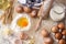 Top view on prepared ingredients for baking