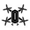 Top view quadrocopter icon, simple style