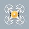 Top view of quadrocopter isolated on gray background.