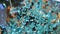 Top view Rain of blue confetti