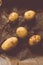 Top view of raw potatoes ready to be baked