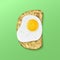 Top view realistic bread with fried eggs vector illustration. Fast food sandwich natural product