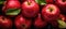 Top View of Red Apples and leaves with Fresh Water Drops, Vibrant Healthy Eating, Apple Fruit Backgrounds, Ai generative