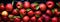 Top View of Red Apples and leaves with Fresh Water Drops, Vibrant Healthy Eating, Apple Fruit Backgrounds, Ai generative
