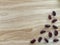 Top view red beans isolate on wooden background.