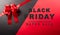 Top view of red ribbon decoration on black and red background. Shopping concept boxing day and Black Friday composition