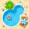 Top view relax swimming pool vector