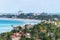 Top view of resort town of Varadero. Cuba. Long beach is 20 km away with sun loungers and thatched umbrellas and lots of palm