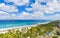 Top view of resort town of Varadero. Cuba. Long beach is 20 km away with sun loungers and thatched umbrellas and lots of palm