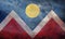 Top view of retro flag of Denver, Colorado with grunge texture. Flag background. Patriotic concept about Denver, Colorado