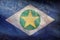 Top view of retro flag Mato Grosso, Brazil with grunge texture. Brazilian travel and patriot concept. no flagpole. Plane design,