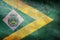 Top view of retro flag Santa Barbarad Oeste Sao Paulo , Brazil with grunge texture. Brazilian travel and patriot concept. no