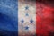Top view of retroflag Marque amiral, France with grunge texture. French patriot and travel concept. no flagpole. Plane design,