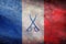 Top view of retroflag Marque CEMAT, Chief of Staff of the French Army, France with grunge texture. French patriot and travel