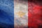Top view of retroflag Marque mindef, Minister of the French Armed Forces, France with grunge texture. French patriot and travel