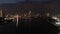 Top view of the river in Singapore at night. Shot. City high view of Singapore financial district and business building