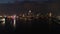 Top view of the river in Singapore at night. Shot. City high view of Singapore financial district and business building