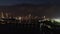 Top view of the river in Singapore at night. Shot. City high view of Singapore financial district and business building