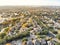 Top view riverside residential and rental area in urban sprawl n