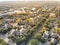 Top view riverside residential and rental area in urban sprawl n