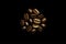 Top view of roasted aromatic coffee beans logo on black background. Generative AI