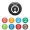 Top view robot vacuum cleaner icons set color