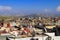 Top view of the roofs of Moroccan houses and Atlas mountains