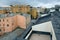 Top view of the roofs of residential buildings in Moscow