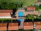 top view of the rooftops of Typical buildings for a hotel or guest house