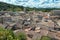 Top view of the rooftops of the village Viviers in the ArdÃ¨che