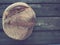 top view of round bread. Delicious fresh cornbread with sprinkles on an old wooden table. Copy space. Traditional