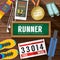 Top View Runner Gears On Wooden Plank