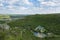 Top view of Saharna Monastery and Dniester River on the background, Moldavia