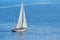 Top view sailboat ,seascape italy