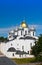 The top view on Saint Sophia cathedral in Kremlin, Great Novgorod, Russia.Close up in a sunny day