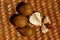 Top view of Salak gading Salacca edulis or Salacca zalacca, known as snake fruit or snake skin fruit