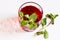 Top view of Sangria drink,kokum,citrus fruit punch on white background.