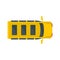 Top view school mini bus icon, flat style