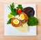 Top view of Scotch eggs from quail eggs