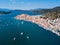 Top view of the sea Marina in Poros island, Aegean sea.