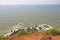 Top view of the sea and rocks. India, GOA