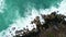 Top view seashore rocks in Phuket ocean Sea waves crashing on rocks cliff seascape Aerial view drone camera High quality footage f