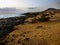 Top view shot of dunes in Corralejo Natural Park in Corralejo, Spain